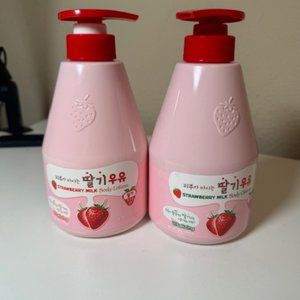 Kwailnara Welcos Strawberry Milk Body Cleanser & Body Lotion  K Beauty Korean